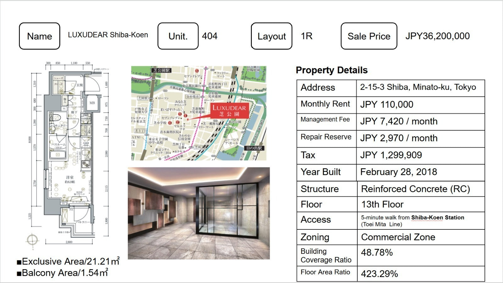 LUXUDEAR Shiba-Koen – Unit 404