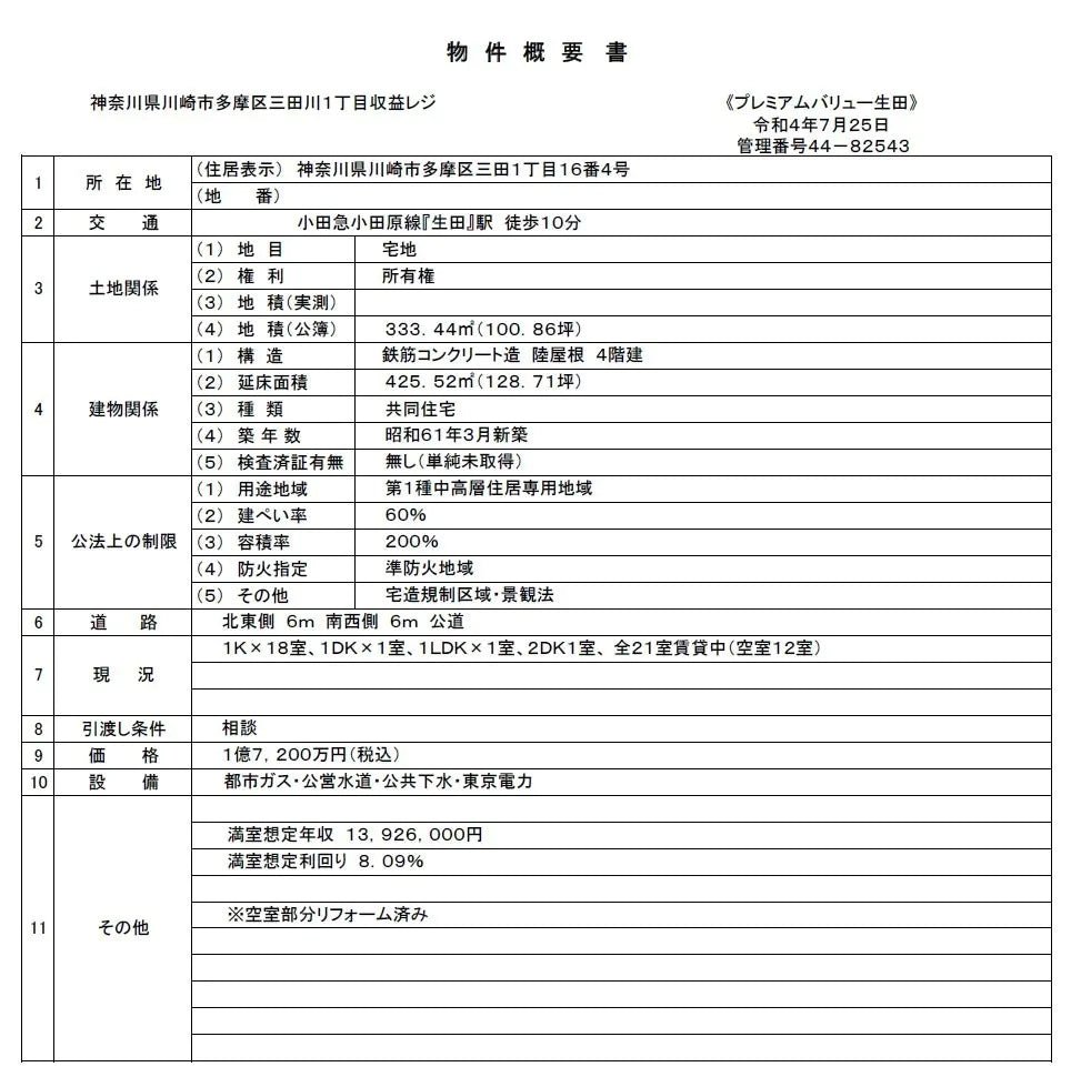 Apartment Building in Tama-ku,Kawasaki-shi, Kanagawa - PDJ Indonesia
